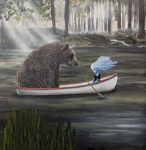 "På Dybt Vand" - akryl på lærred - Anne Juul Christophersen - 150 x 150 cm
