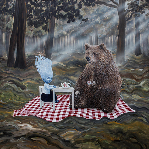 "Teatime" Akryl på lærred 150 x 150 cm